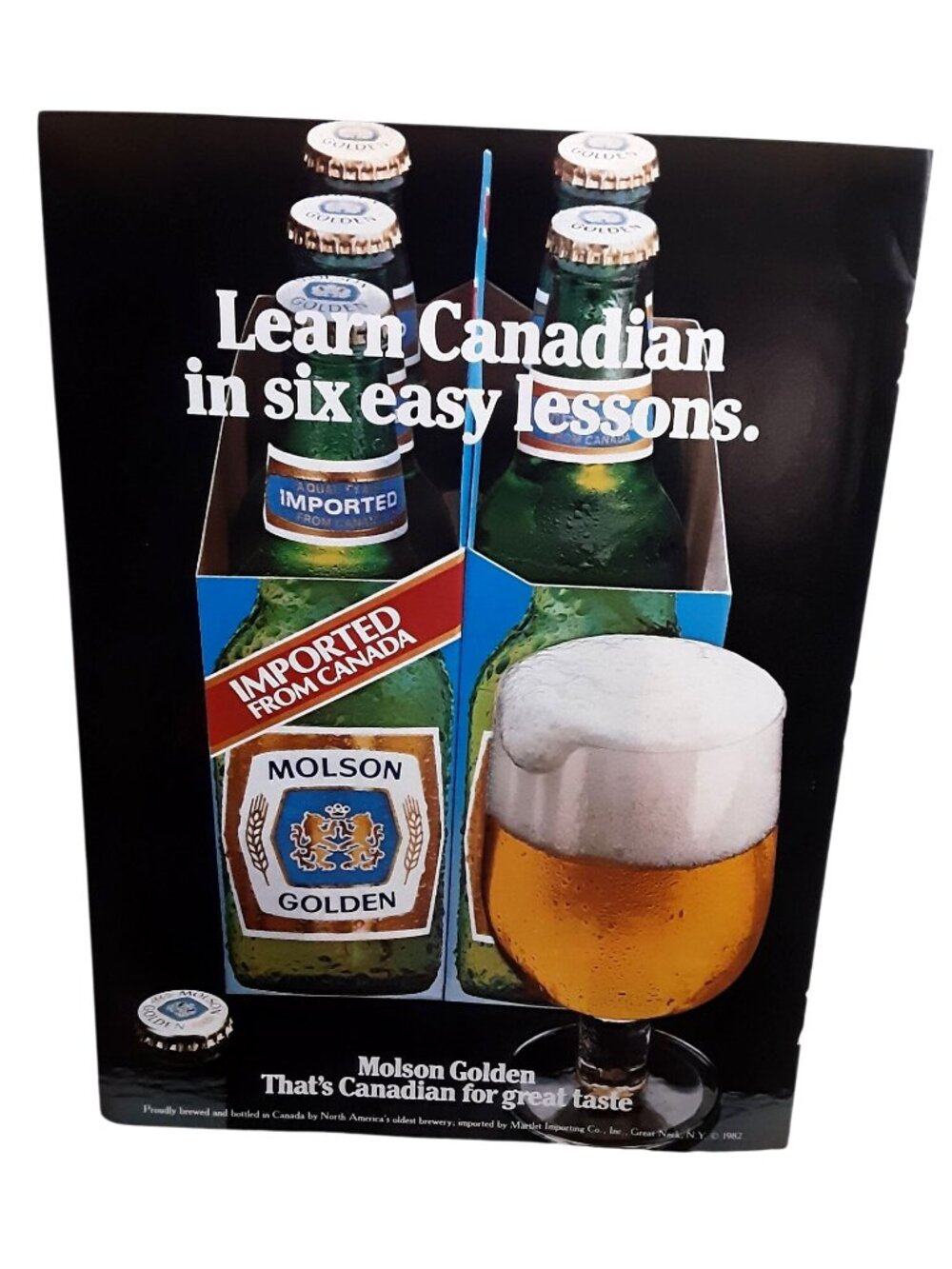 1982 Molson Golden Beer Vintage Print Ad Retro Bar Wall Decor